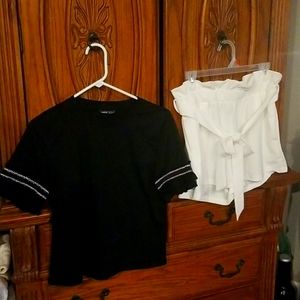 Black shirt with ruffle sleeves